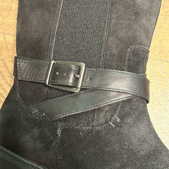NWOT Clarks black suede leather knee-high boots size 10 - Picture 3 of 10